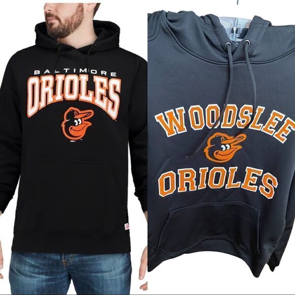 Men Woodslee Orioles black hoodie size S - Picture 1 of 8
